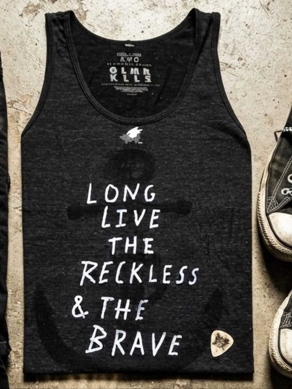 Mens Black Graphic Tank Top - "Long Live The Reckless & The Brave"